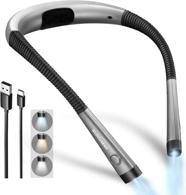 Glocusent Book Light, 3-Color & 6-Brightness Reading Light
