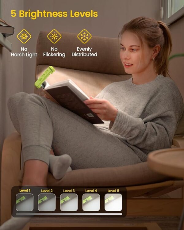 Glocusent USB Rechargeable Book Light for Reading in Bed - Image 4