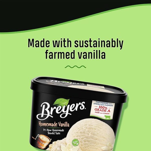 Breyers Classics Ice Cream for a Delicious Frozen Treat Natural Vanilla Made With 100 Percent Grade A Milk & Cream, Sustainably-Farmed Vanilla 48 oz - Image 2