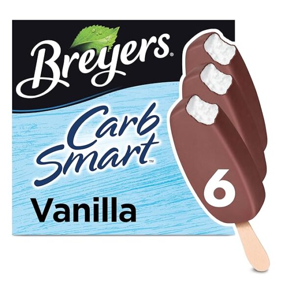Breyers CarbSmart Frozen Dairy Dessert Bars, Vanilla Ice Cream Alternative, Made with Sustainably-Farmed Vanilla 6 Count