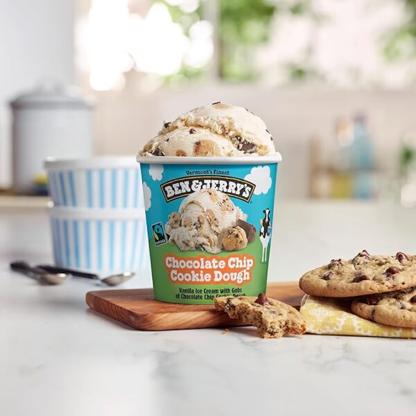 Ben & Jerry's Chocolate Chip Cookie Dough Vanilla Ice Cream Pint Non-GMO 16 oz - Image 2