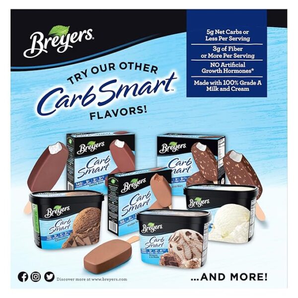 Breyers CarbSmart Frozen Dairy Dessert Bars, Vanilla Ice Cream Alternative, Made with Sustainably-Farmed Vanilla 6 Count - Image 4