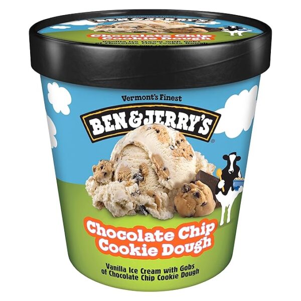 Ben & Jerry's Chocolate Chip Cookie Dough Vanilla Ice Cream Pint Non-GMO 16 oz