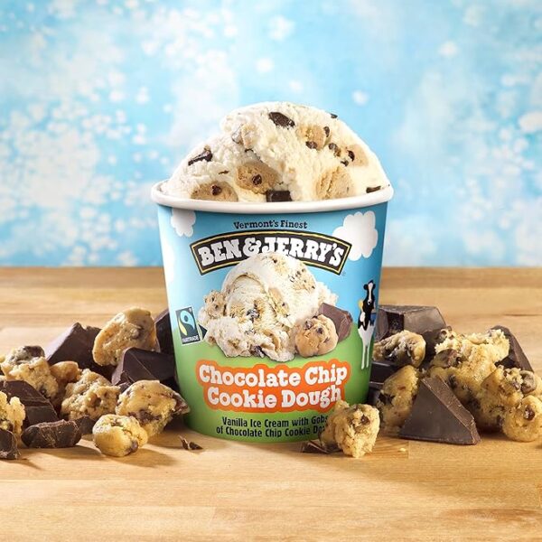 Ben & Jerry's Chocolate Chip Cookie Dough Vanilla Ice Cream Pint Non-GMO 16 oz - Image 3