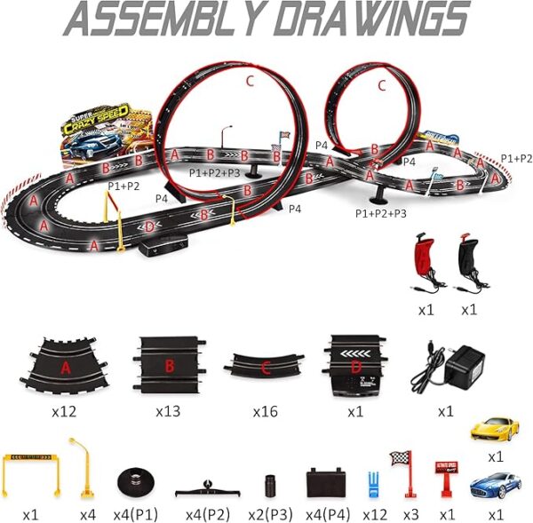 Electric Powered Slot Car Race Track Set - Image 3