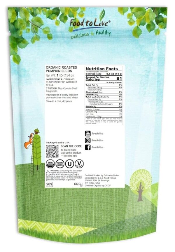 Food to Live Raw Pepitas - Image 2