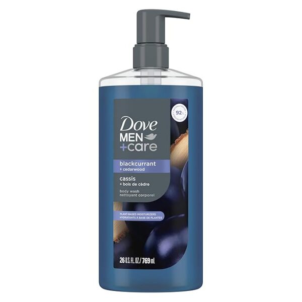 DOVE MEN+CARE Body Wash – Blackcurrant Scent, Plant-Based Cleansers, 26 Fl Oz