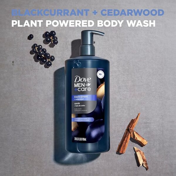 DOVE MEN+CARE Body Wash – Blackcurrant Scent, Plant-Based Cleansers, 26 Fl Oz - Image 2